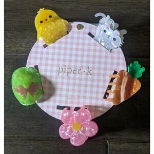 Piper K Spring Easter Hair Clips Set Of 5 New Chick Bunny Egg Flower Carrot